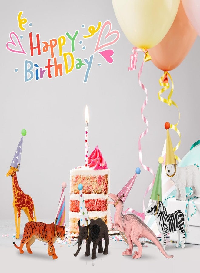 Trandraft 36 Pcs Colorful Mini Paper Cone Birthday Party Hats with Pom Poms and Animal Figures - Image 4